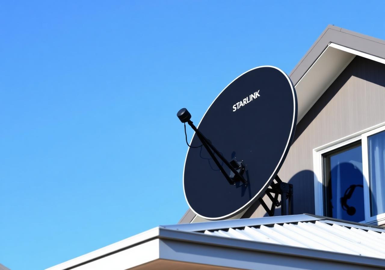 Starlink satellite dish professionally roof-mounted on a Victorian home with cable cleanly routed